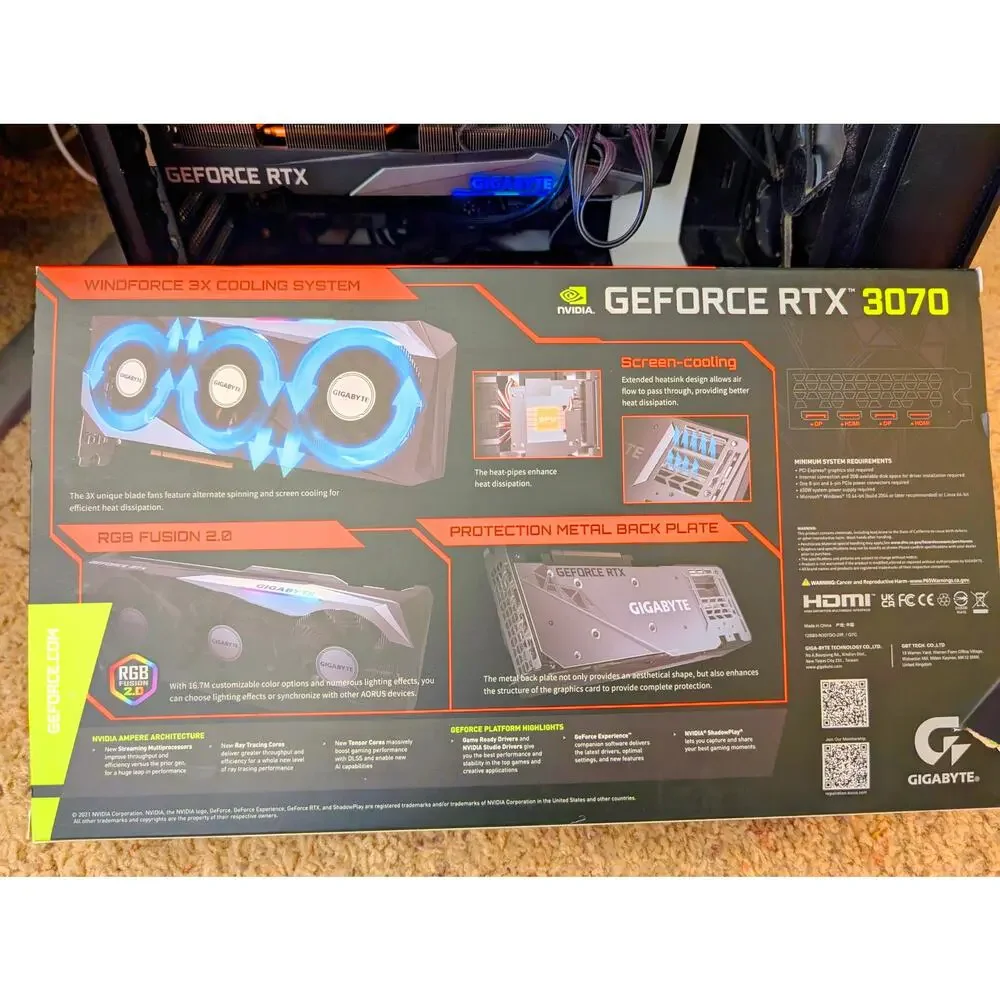 Nvidia GIGABYTE Gaming OC RTX 3070 8GB Graphics Card Video
